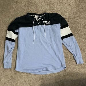 PINK lace up long sleeve shirt